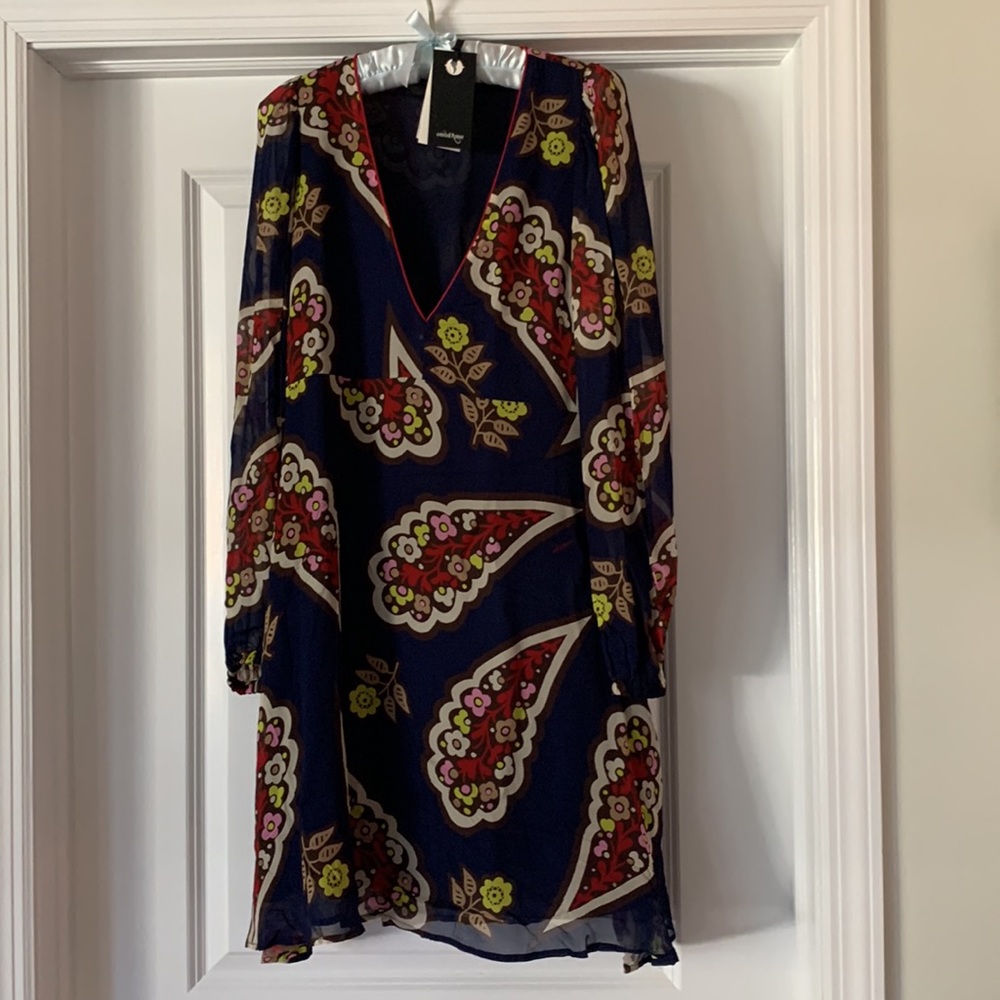Ottod’ame V neck paisley printed mini skirt dress Italian designer